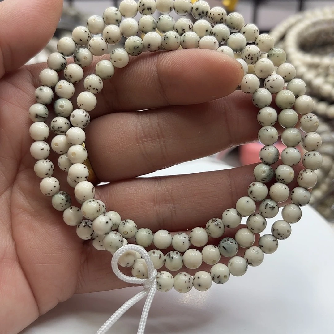 手串星月菩提6龙蛋绿包白大留白
