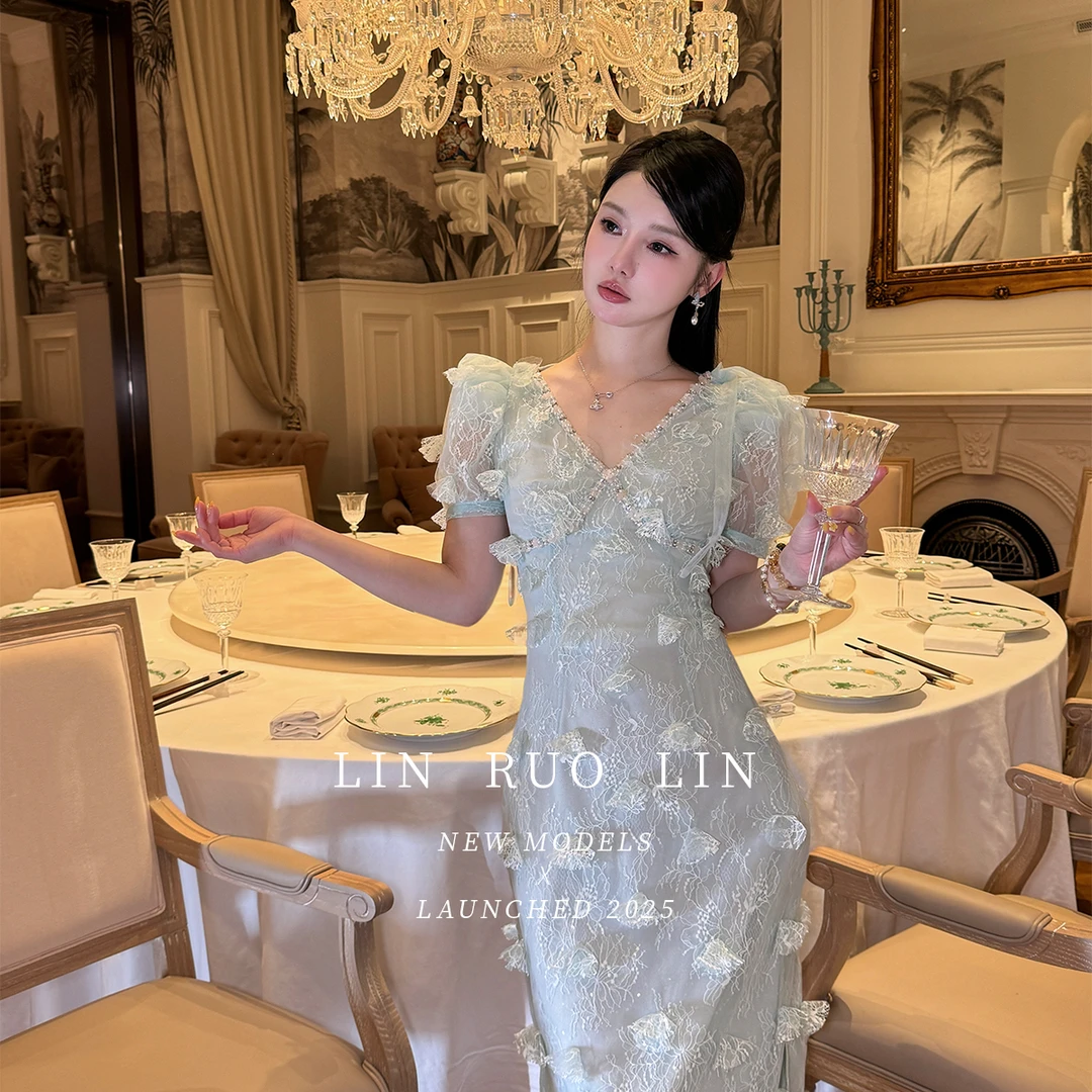 LRL【薄荷泡芙】原创设计师款名媛千金风轻奢春夏连衣裙RL20250033