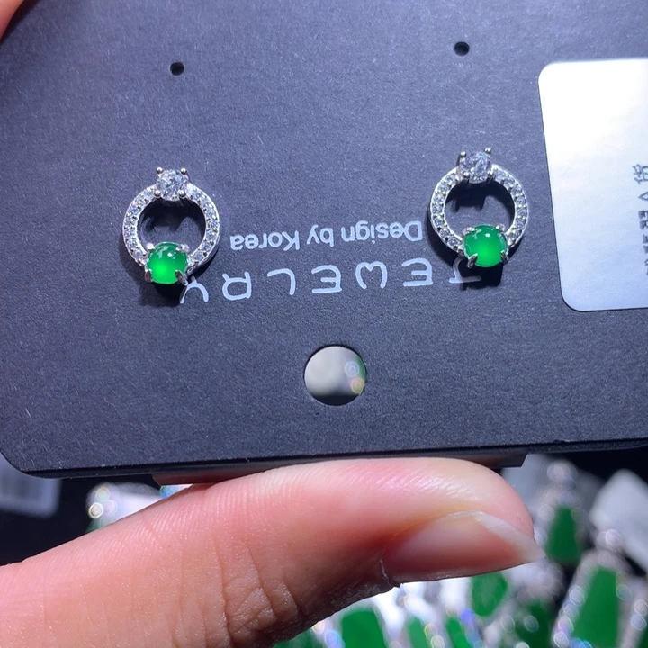 【闪购商品】银S925镶嵌翡翠耳饰