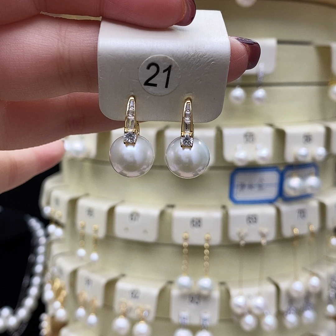 淡水珍珠耳饰银S925镶嵌