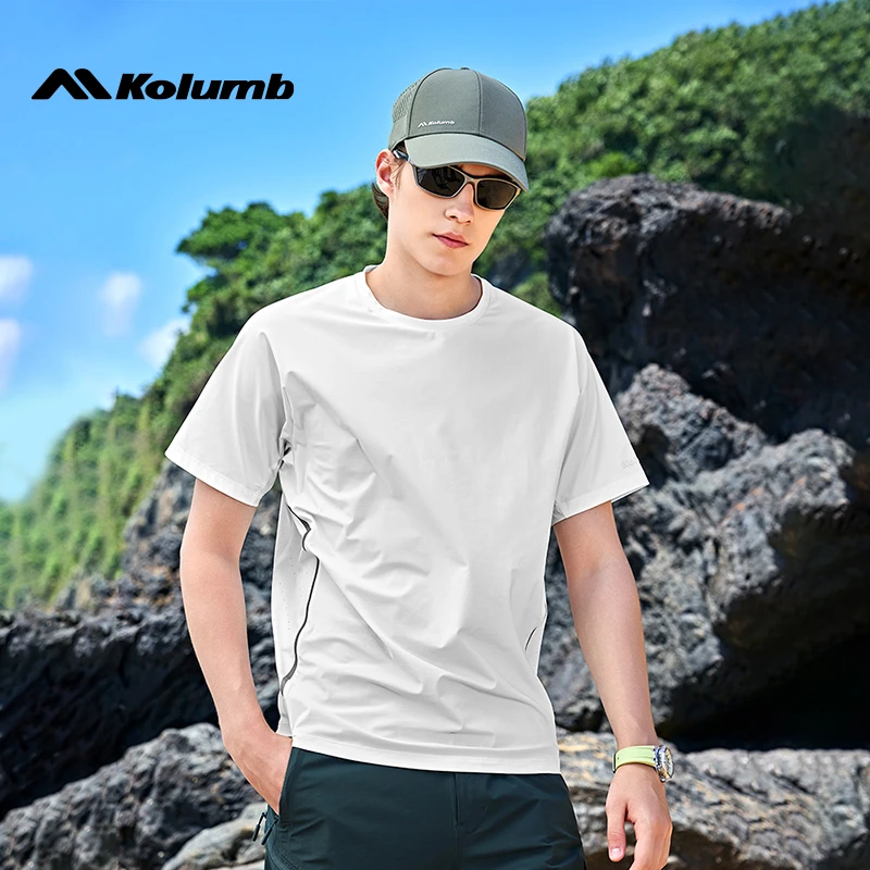 Kolumb哥仑步官方正品运动短袖T恤男士夏季新款防晒针织速干上衣