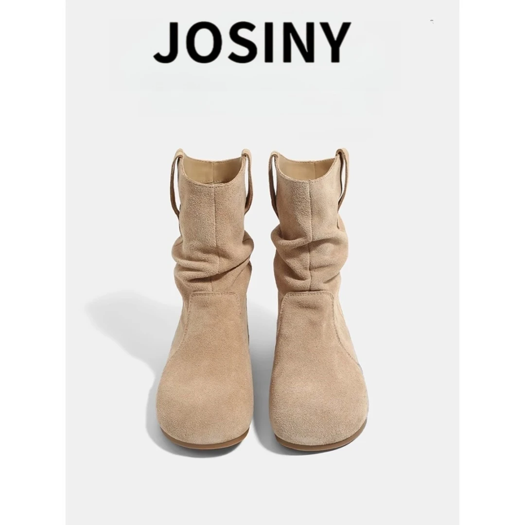 卓诗尼【断码清仓】厚底女鞋2025秋季新款时尚平底勃肯雪地马丁靴潮