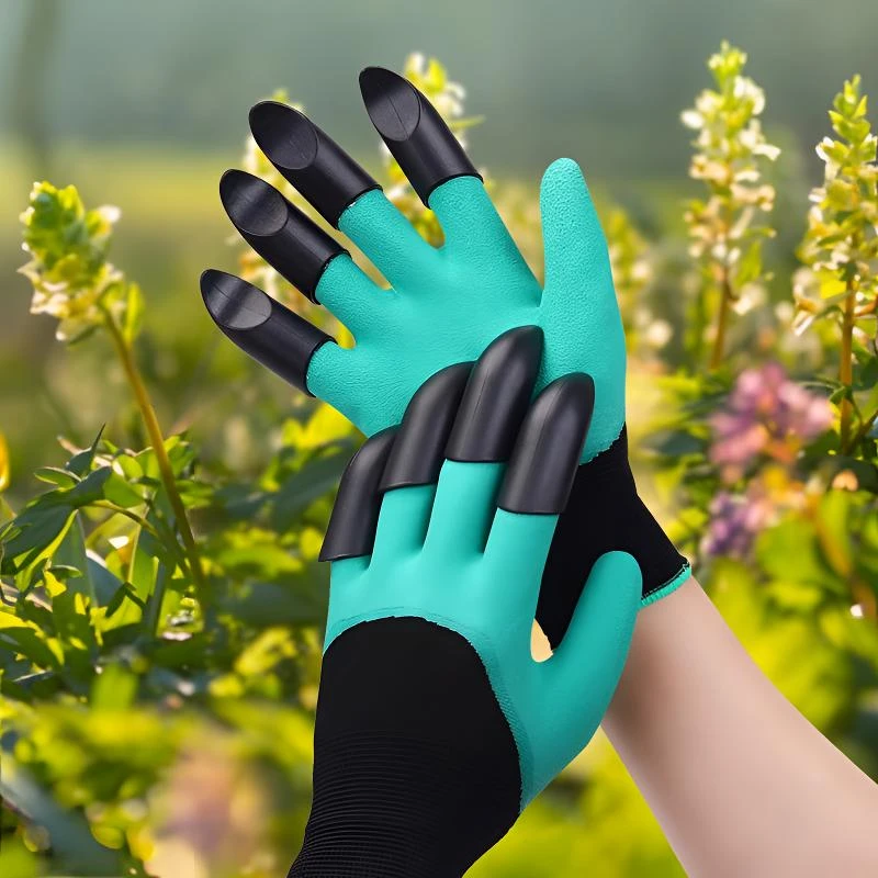 园艺手套园林种花种菜带爪拔草挖土专用防刺防水耐磨刨地防护手套