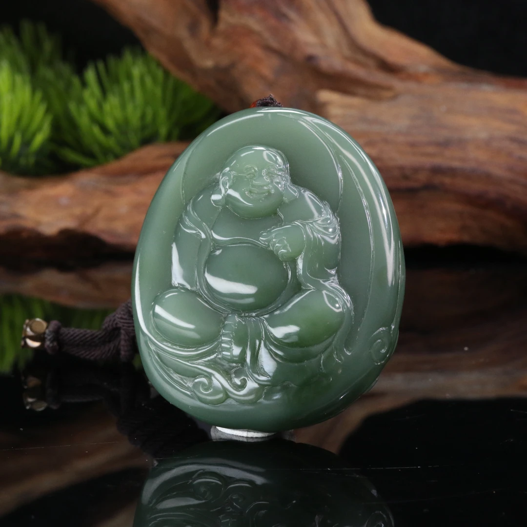 11和田玉鸭蛋青逍遥佛吊坠/100446上海嘉禾拍卖