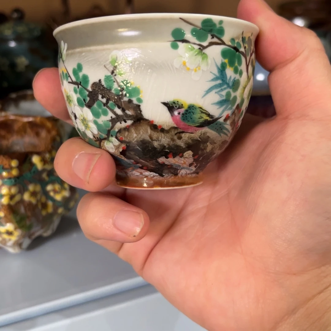 杯柴烧手工手绘陶瓷
