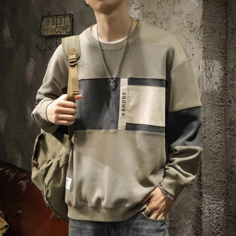 仓石一树美式拼接圆领卫衣秋季款潮牌2025重磅男士痞帅高级感男装