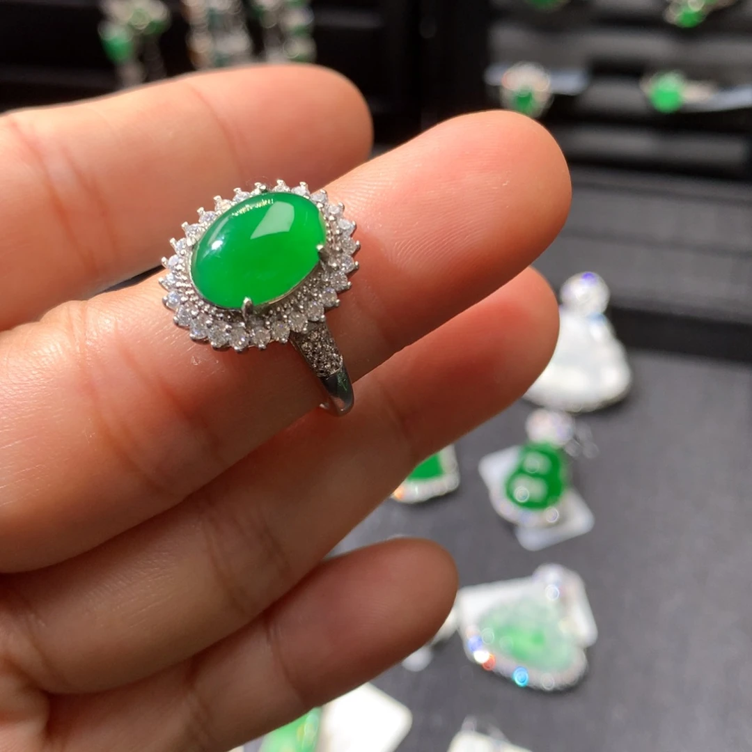 翡翠银S925镶嵌戒指