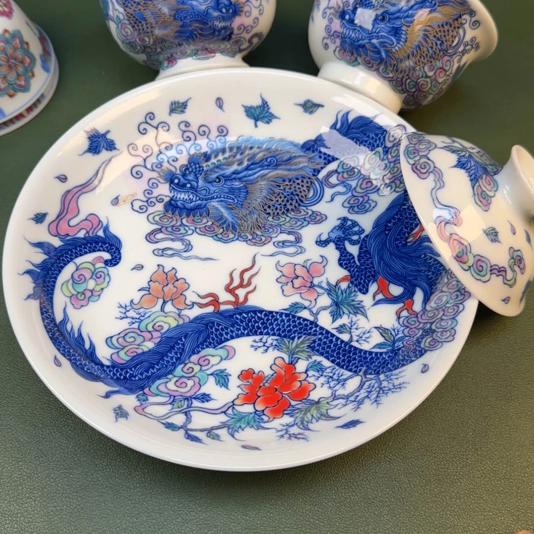 上****空彦祖纯手工手绘茶具龙三件套