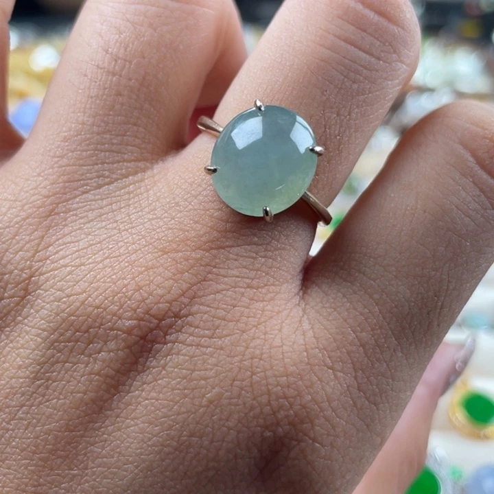 翡翠戒指银S925镶嵌戒指