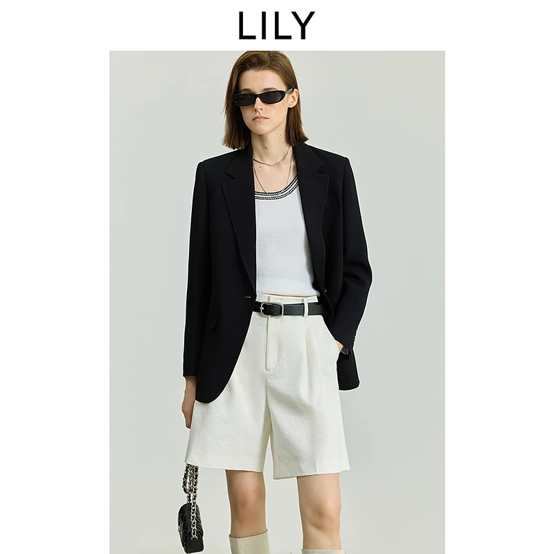 菁英西装LILY2025秋醋酸混纺西装外套女125359C2918