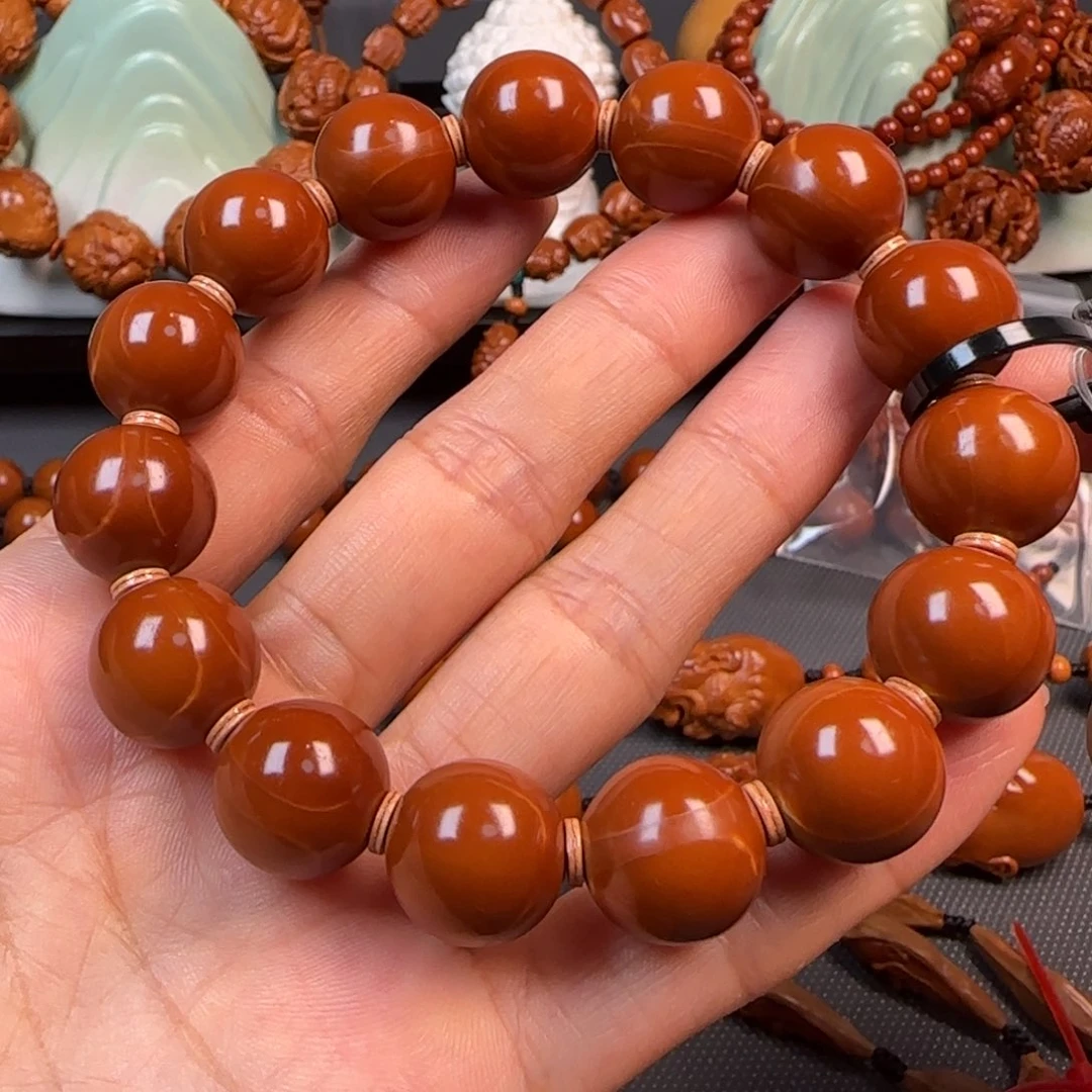 手串橄榄核铁核正圆光珠
