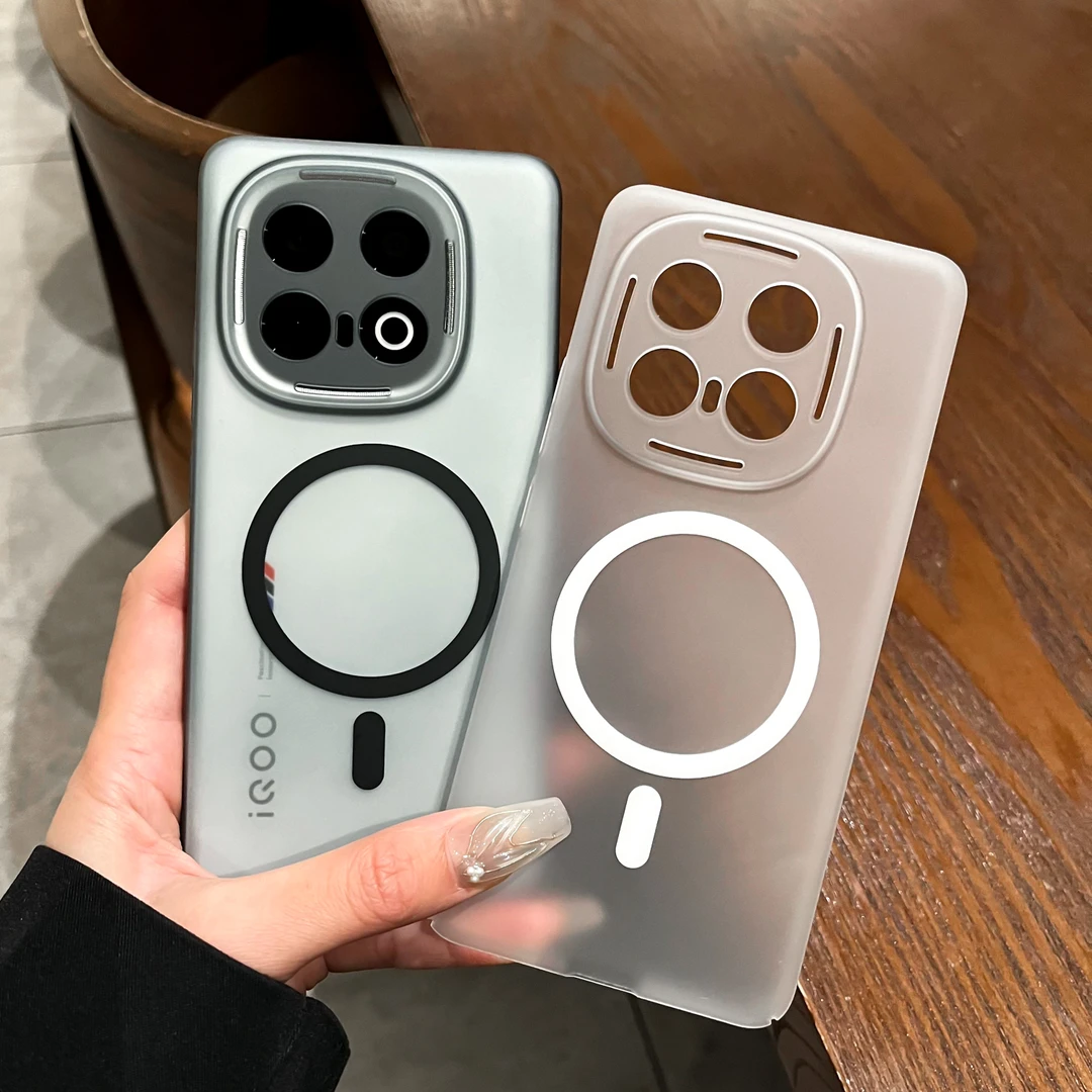 冰雾磨砂黑白磁吸壳适用vivoIQOO13手机壳iqoo12超薄裸机感12Pro