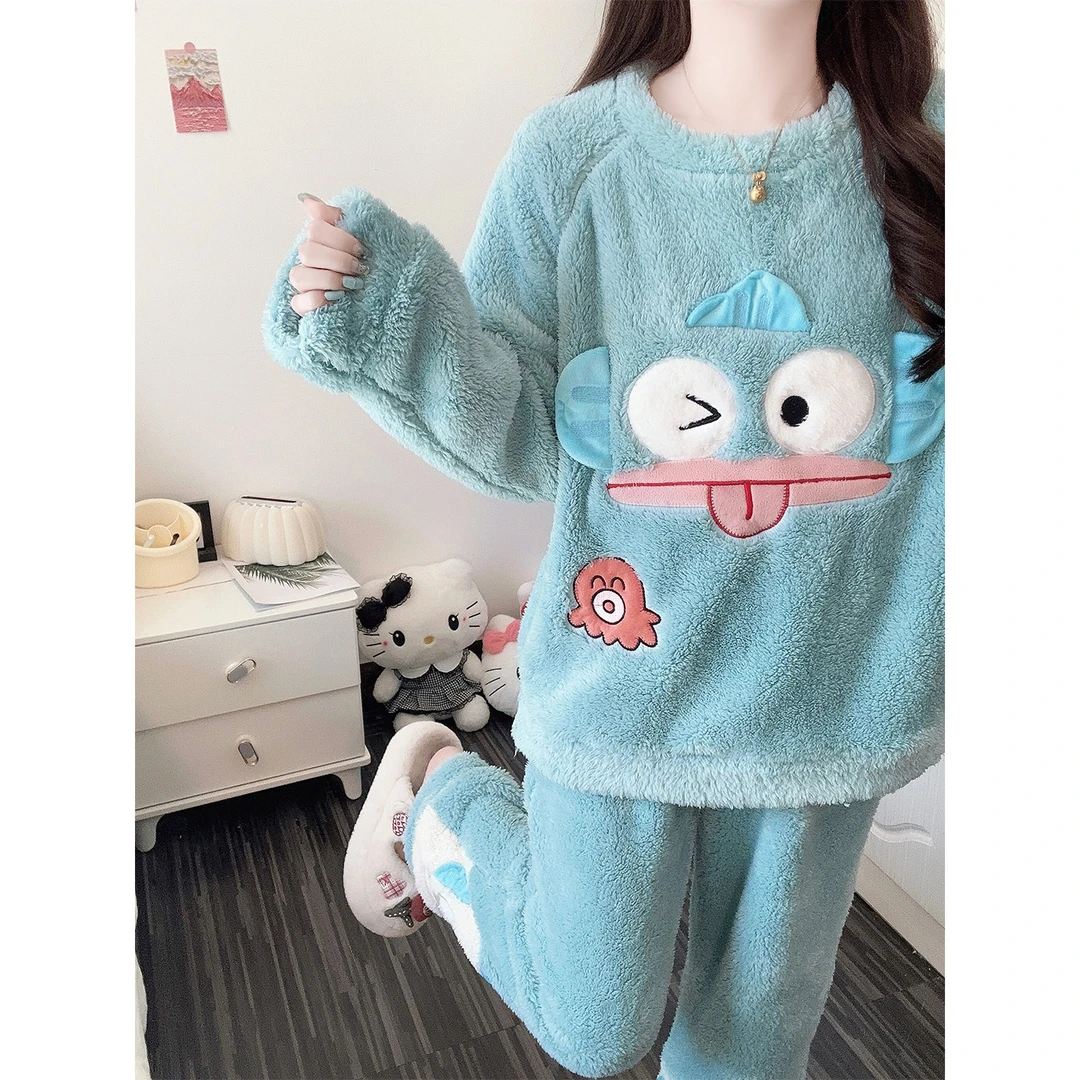小丑鱼睡衣女款冬季珊瑚绒2025新款长毛绒网红风少女家居服套装