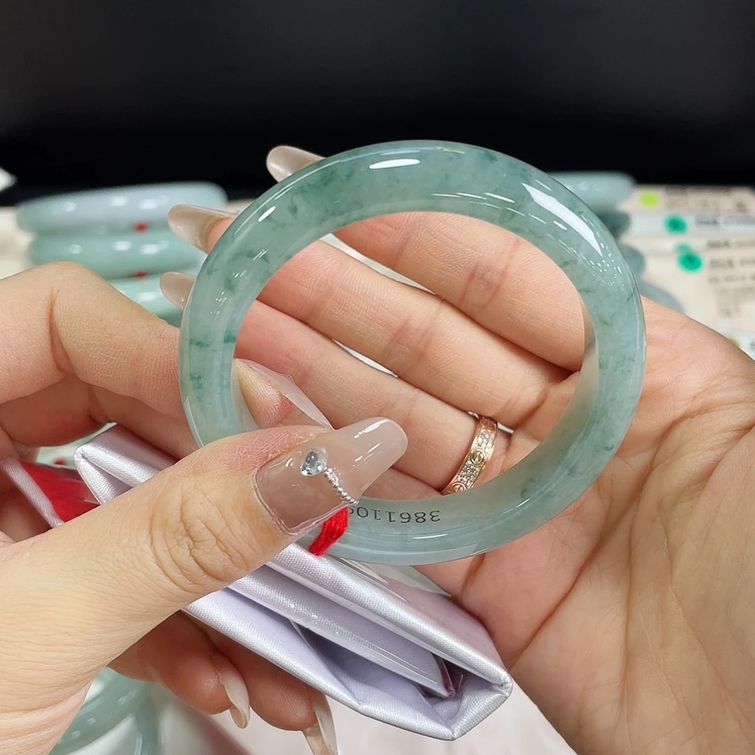 翡翠未镶嵌手镯天然缅甸A货翡翠手镯53.5圈口