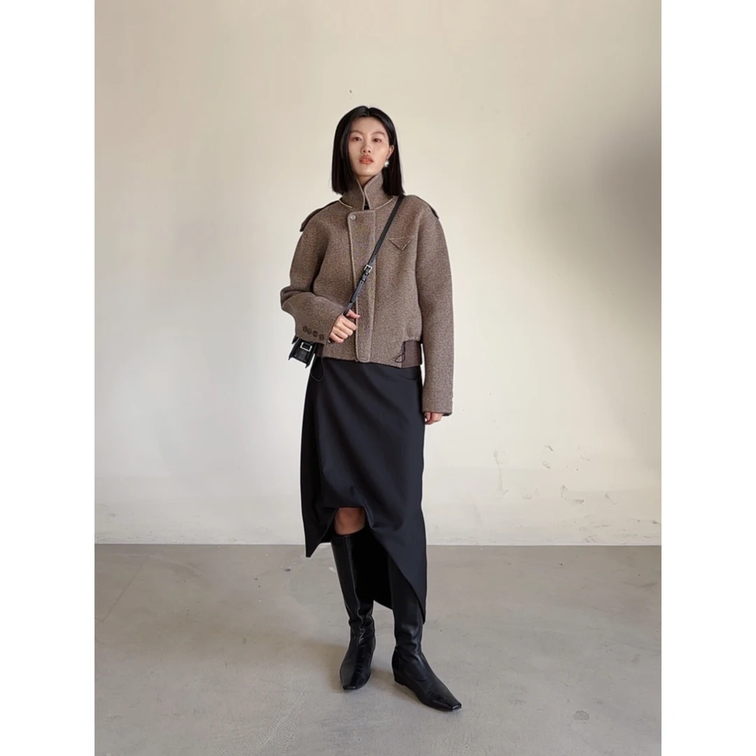 CLEAR BREEZE宠粉福利款经典人字纹短外套时尚显瘦秋冬521481901