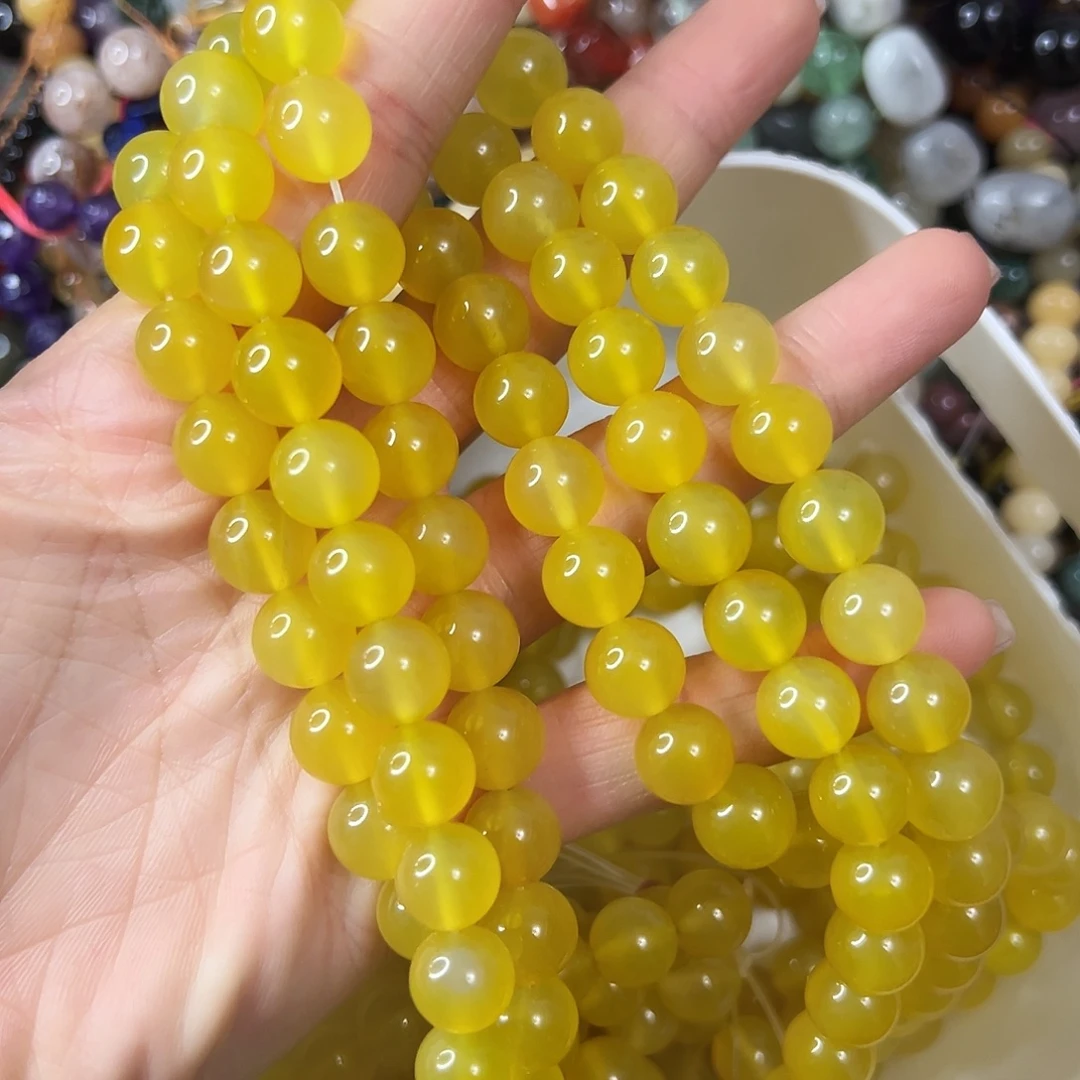 玛瑙/玉髓未镶嵌珠宝半成品，卡10黄玛瑙一条