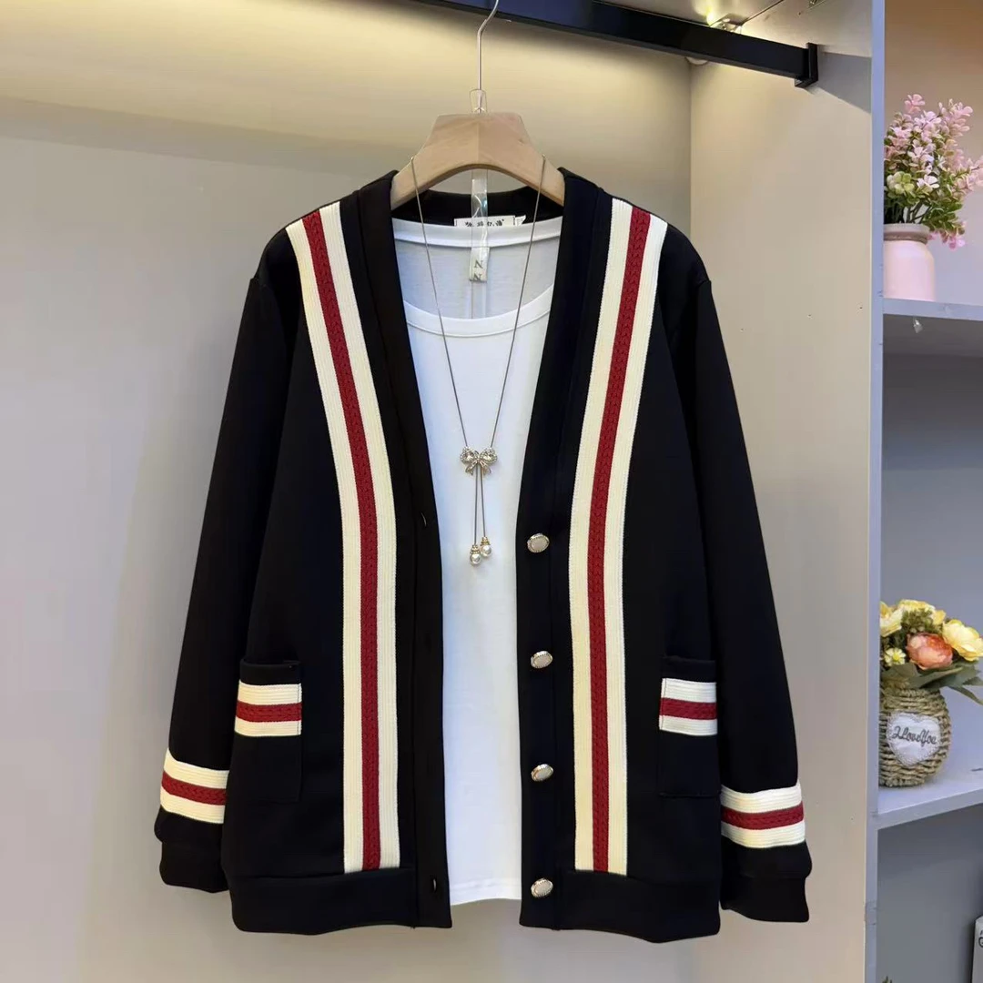 2025大码女装秋季新款设计感压条撞色休闲时尚外套