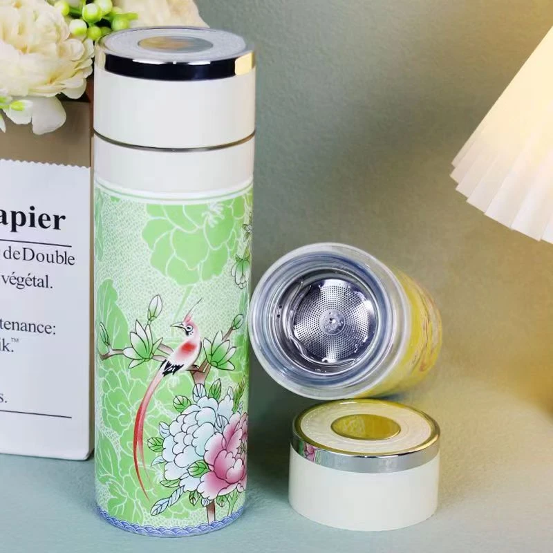 450毫升珐琅搪瓷弹盖保温杯1个