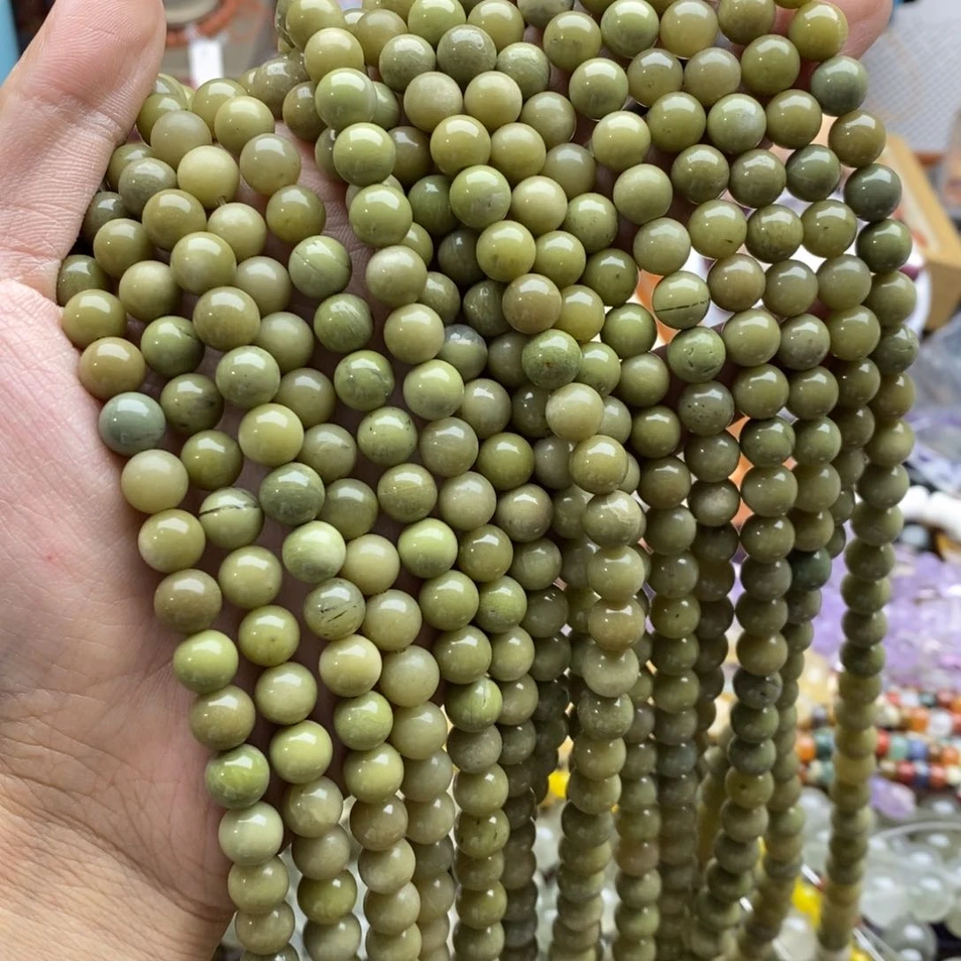 玛瑙/玉髓未镶嵌珠宝半成品一条天然8mm阿拉善抹茶绿