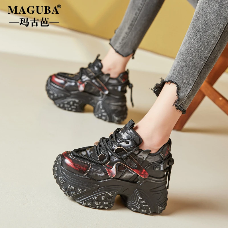 玛古芭厚底玛古芭老爹鞋女秋季新款百搭小个子休闲鞋内增高女鞋