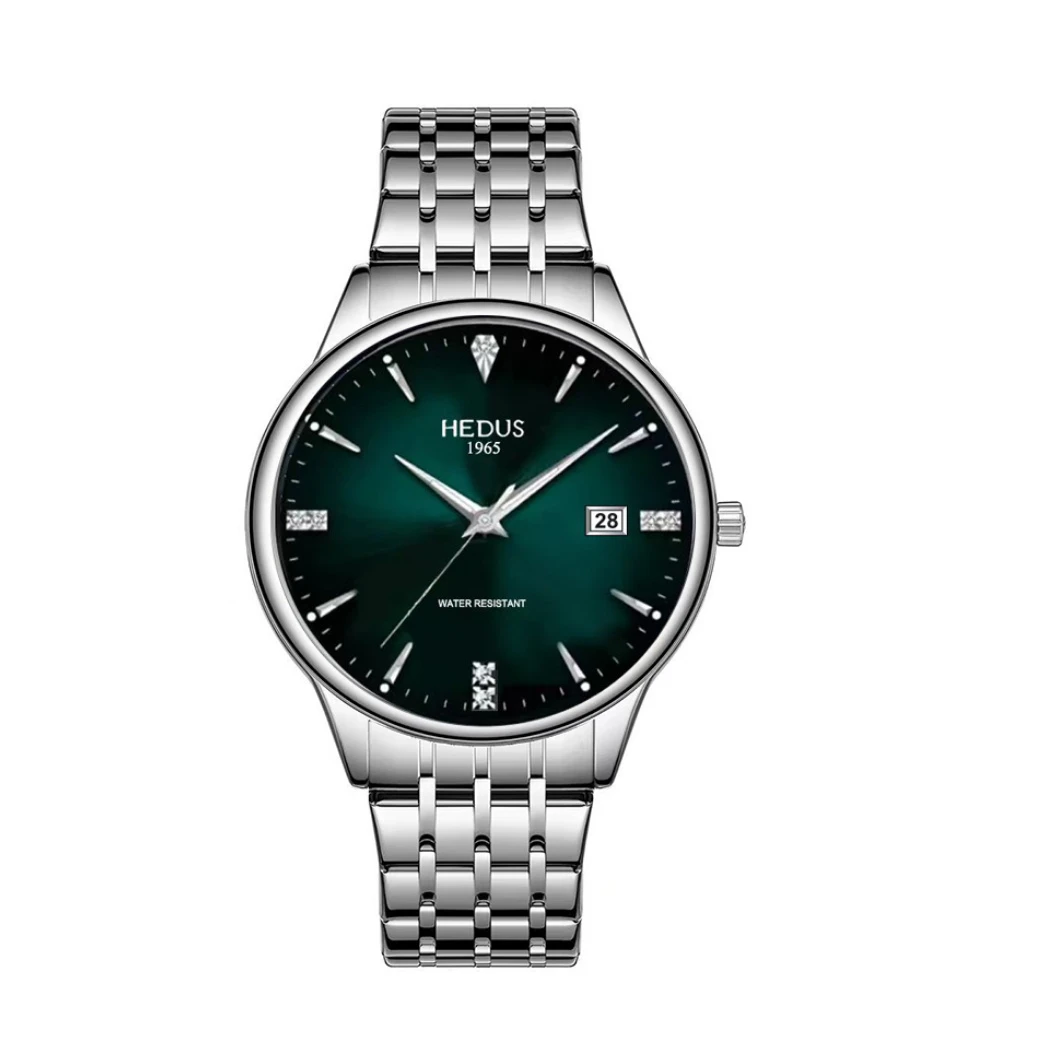 【05号】亨达时/HEDUS防水简约单日历 俊雅系列海王绿 男款腕表-L