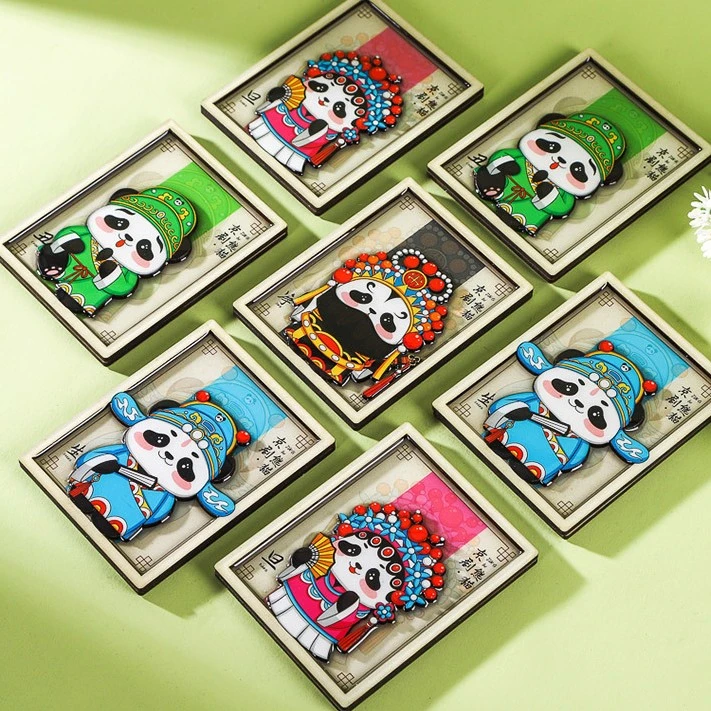 国潮创意文创卡通经典京剧熊猫系列冰箱贴生旦净丑京剧熊猫冰箱贴