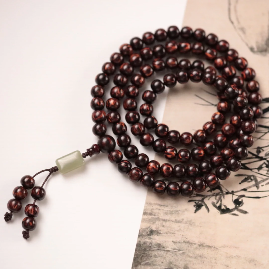 降真香 红降7x8x108颗老型【带标】木带宝【和田玉：无事牌】