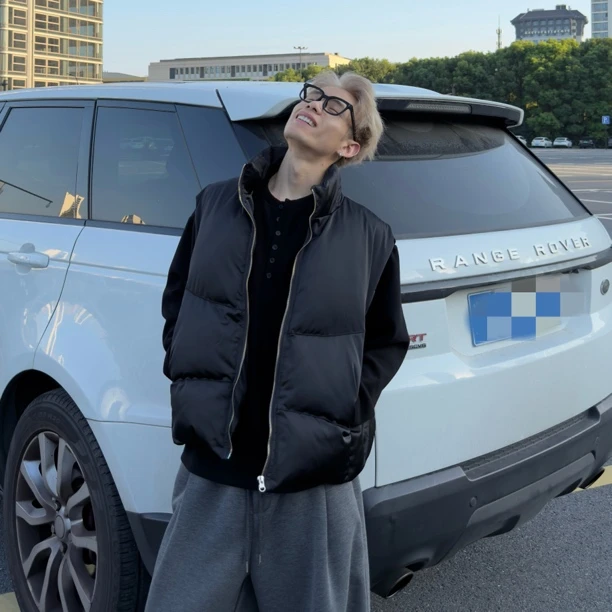 秋冬复古美式潮流休闲百搭保暖宽松男女加厚棉服马甲背心外套