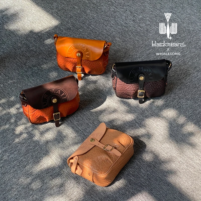 新款复古美式手工小号邮差包高油脂野牛颈纹植鞣皮斜挎小包6331