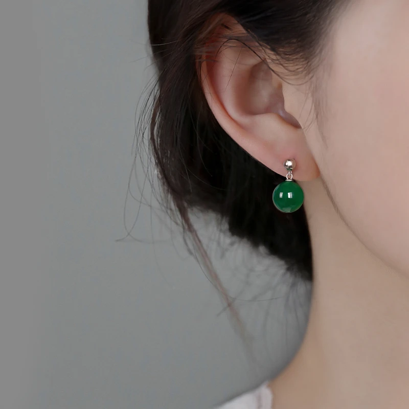 925银玉髓中式耳钉高级小众2025复古新款国风气质轻奢爆款银针