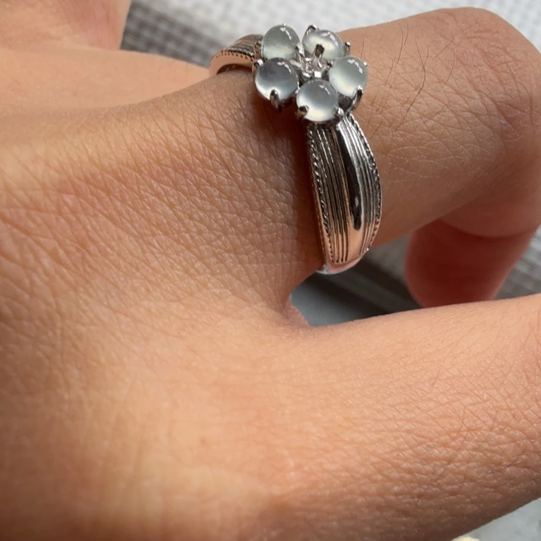 翡翠银S925镶嵌戒指戒指