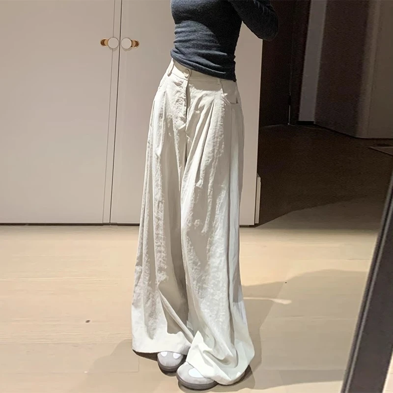 垂感奶芙休闲裤女春夏季2025新款高腰显瘦宽松西装山本遛弯阔腿裤