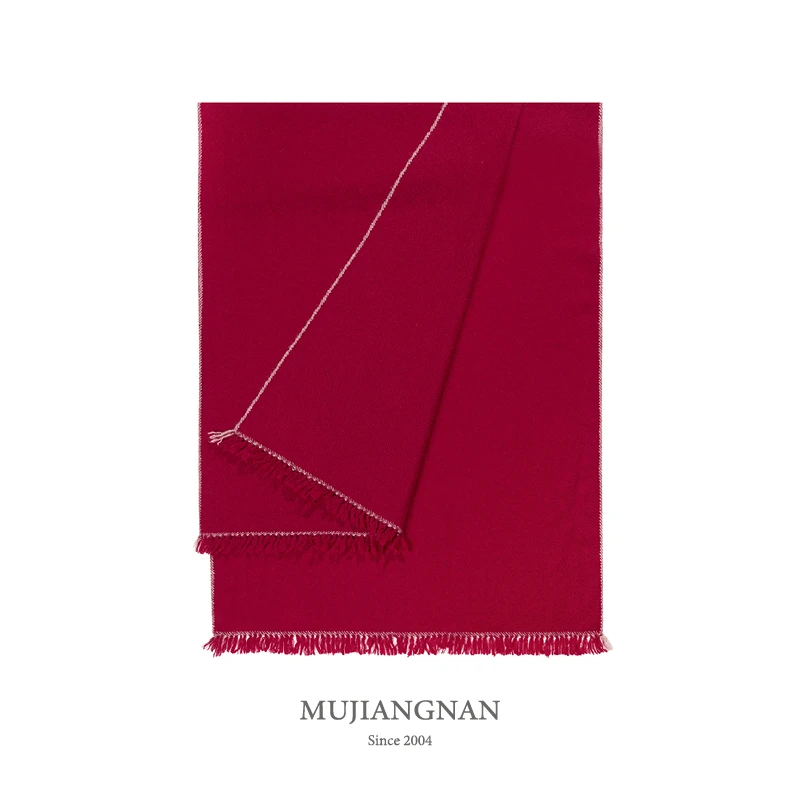 【珞宁专属】-100%山羊绒围巾-王室人字纹-红-慕江南