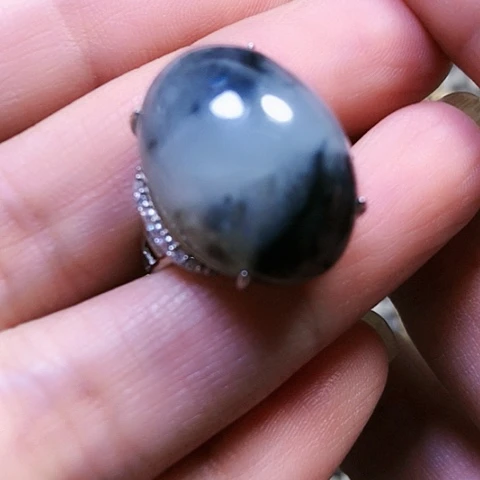 和田玉银S925镶嵌戒指