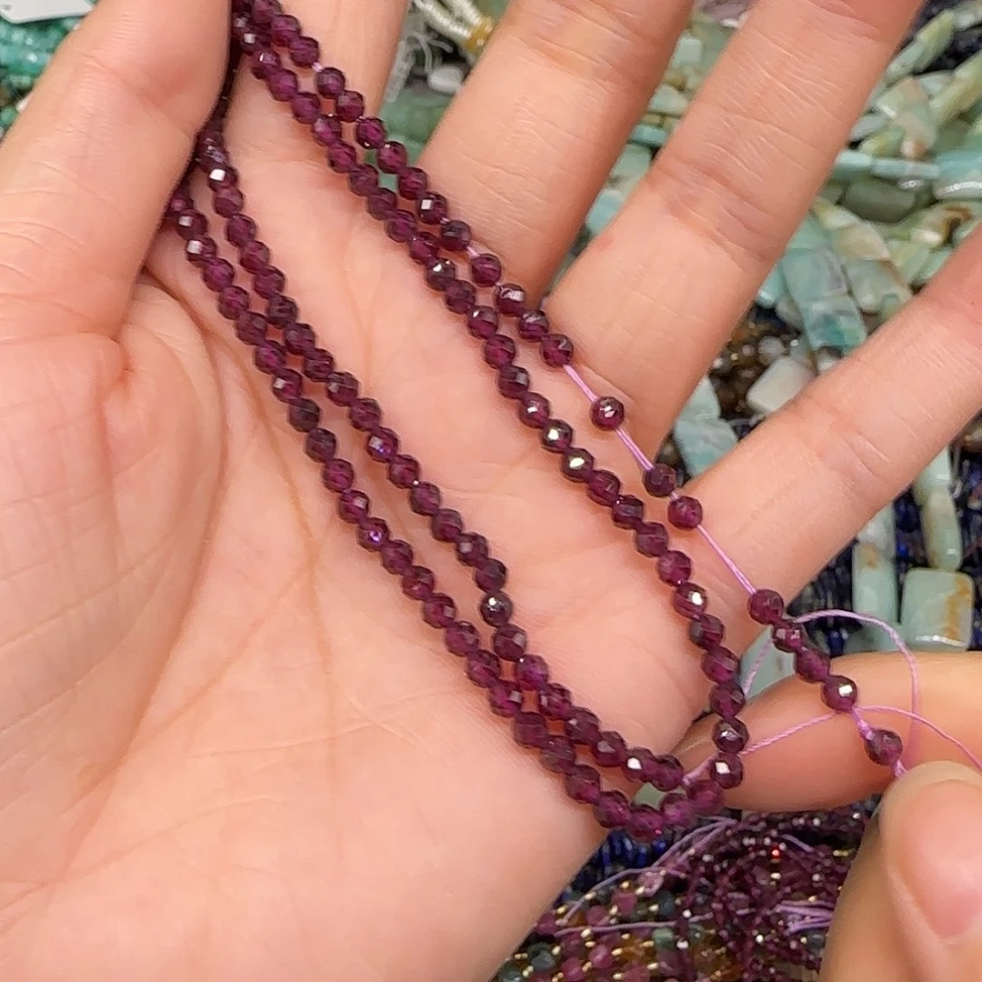 玛瑙/玉髓合金珠宝半成品紫牙乌3mm一条切面