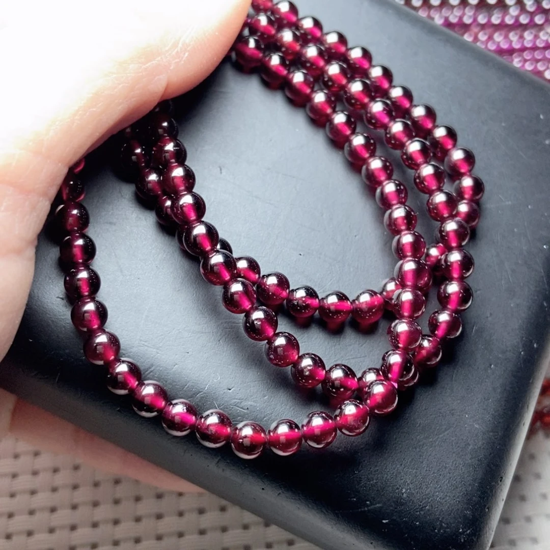 石榴石手链未镶嵌5酒红色9a
