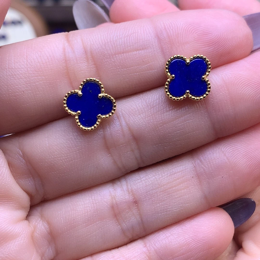 青金石银S925镶嵌耳饰11.7m