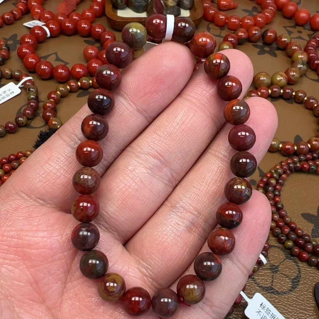 南红玛瑙未镶嵌手链九口鸡浆7mm+