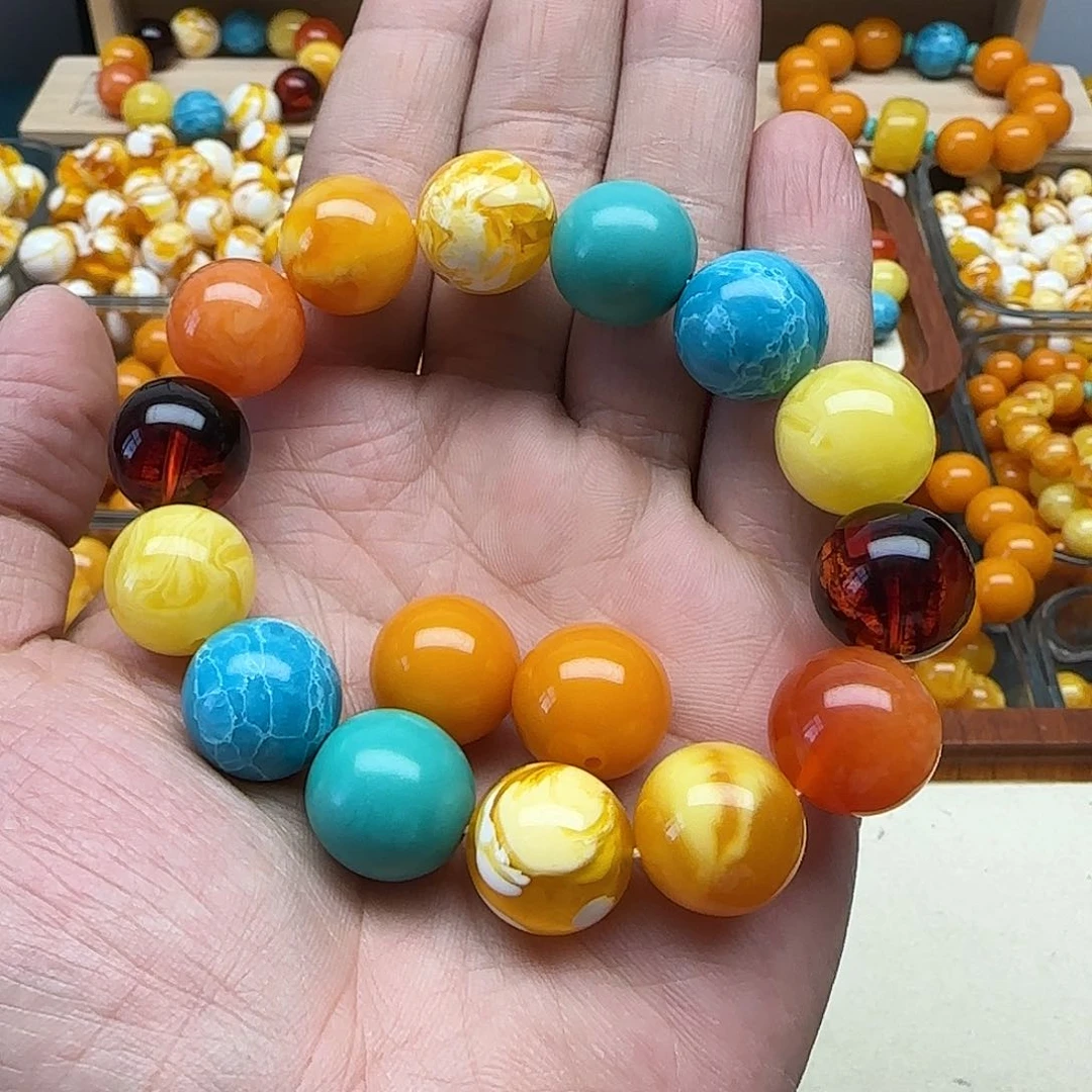 【***华树脂非金属多宝色手串一条搭配