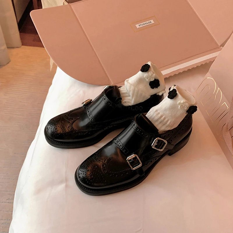 【JTG&SHOES 官方正品】牛皮版潮英伦风雕花巴洛克单鞋2025新款复