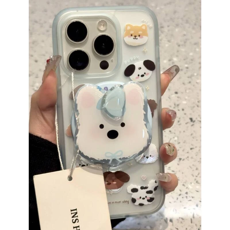 透蓝满屏狗狗头像适用ihone16promax苹果15pro手机壳14新款13磁吸