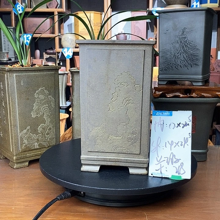 鲨皮青四方签筒微微瑕大大漏