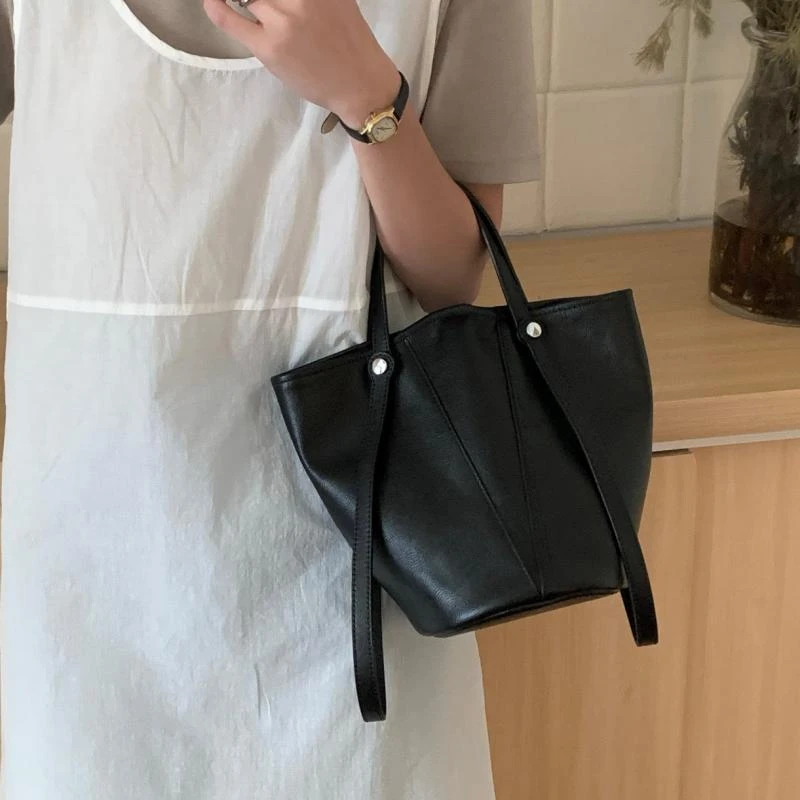 轻职风包包大号烧麦包女士真皮水桶包大容量菜篮子包可单肩斜挎包