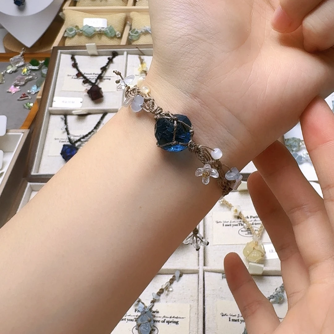 石英石纯铜锡合金纯铜海浪深色手绳
