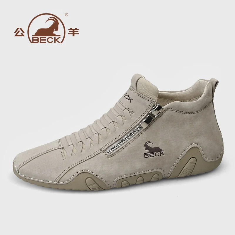 BECK/公羊头层皮秋冬款男靴加厚加绒男鞋手工休闲皮鞋男潮鞋5022