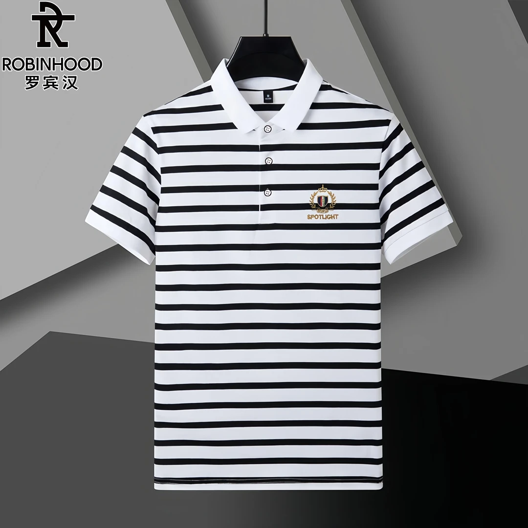 罗宾汉/ROBINHOOD夏季男士时尚短袖T恤商务休闲翻领POLO衫半袖潮
