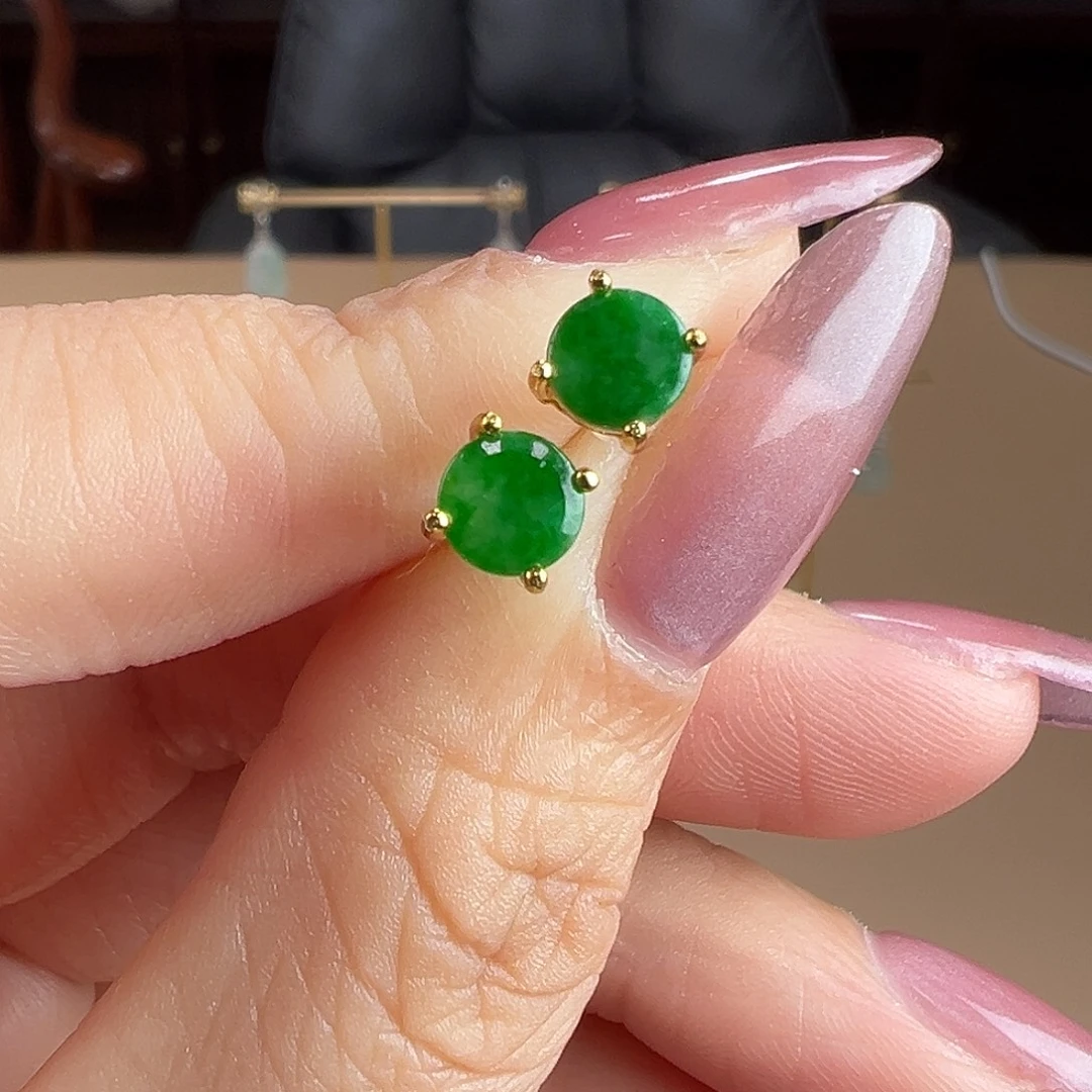 翡翠银S925镶嵌耳饰耳环51