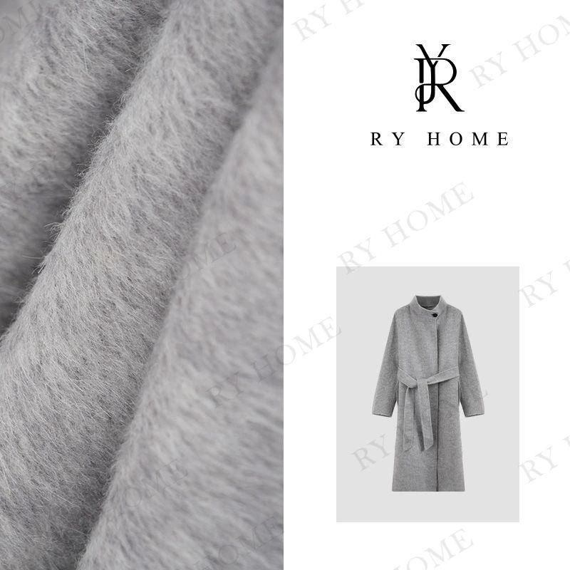 【容雨RYHOME】桑蚕丝绵羊毛~立领蚕茧廓形双面长款大衣243W1833