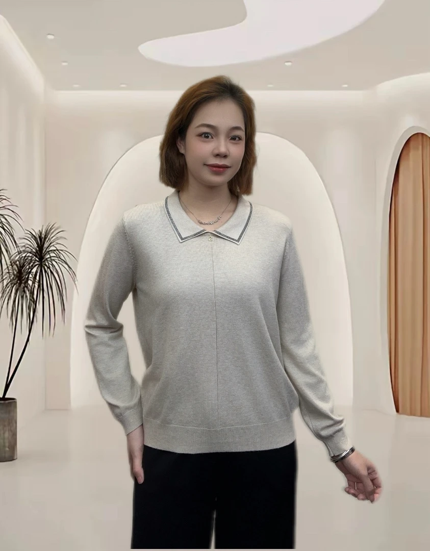 秋季款休闲长袖羊毛打底小衫毛衣秋冬大码宽松气质时尚百搭女款