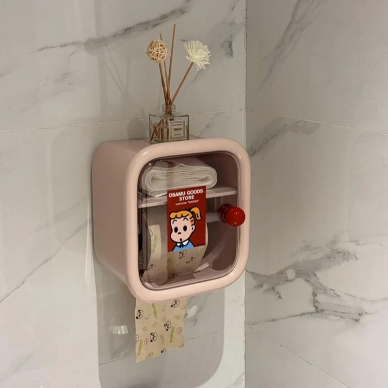 纸巾盒厕所卫生间抽纸盒浴室免打孔壁挂置物架防水防尘卷纸收纳盒